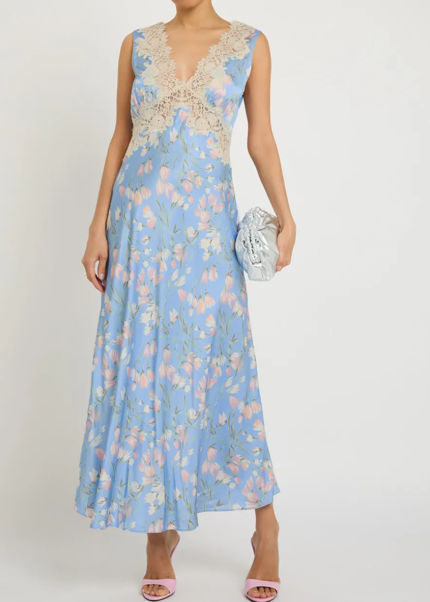 Lysandra floral-print satin midi dress