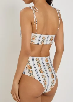 Magenta floral-print bikini briefs