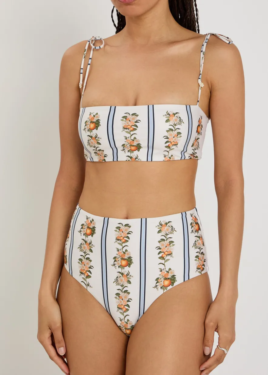Magenta floral-print bikini briefs