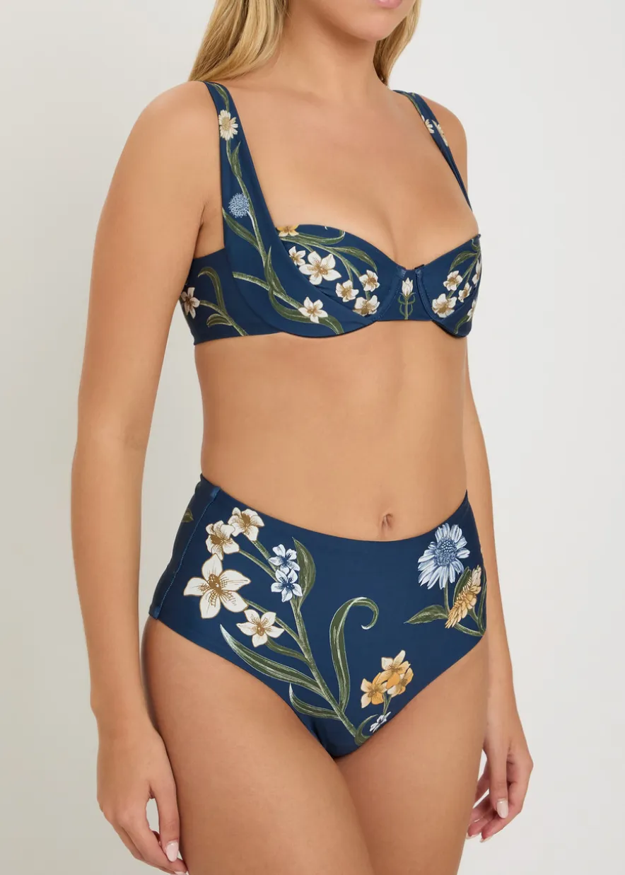 Magenta floral-print bikini briefs
