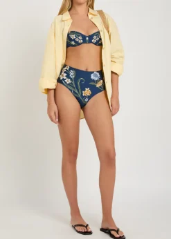 Magenta floral-print bikini briefs