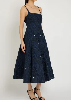 Maison Gem crystal-embellished cloqué midi dress