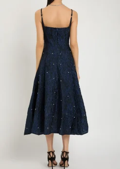 Maison Gem crystal-embellished cloqué midi dress
