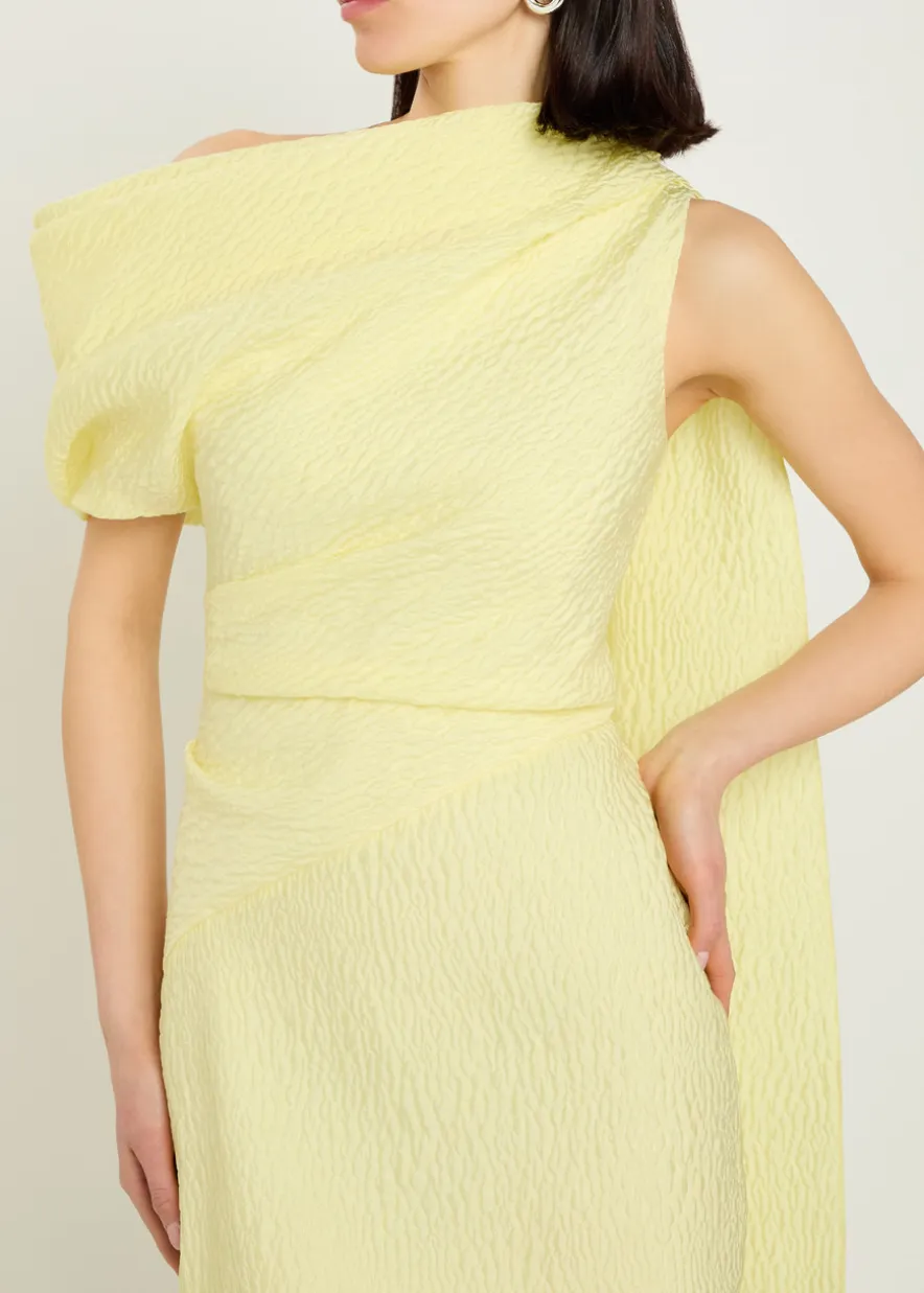 Maite cape-effect cloqué midi dress