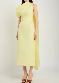 Maite cape-effect cloqué midi dress