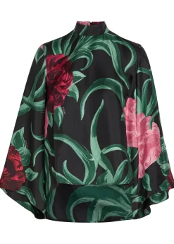 Make An Exit floral-print silk-twill top