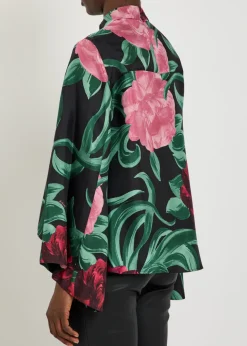 Make An Exit floral-print silk-twill top