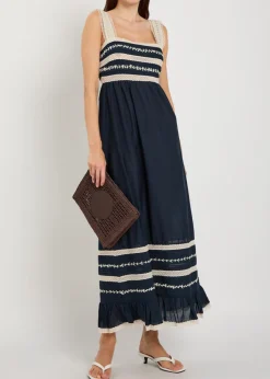 Malie lace-trim cotton-blend midi dress