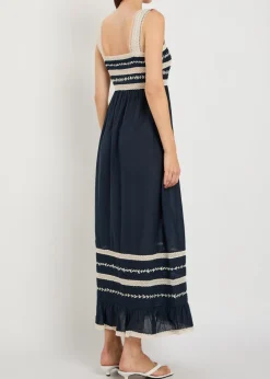 Malie lace-trim cotton-blend midi dress