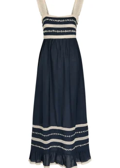 Malie lace-trim cotton-blend midi dress