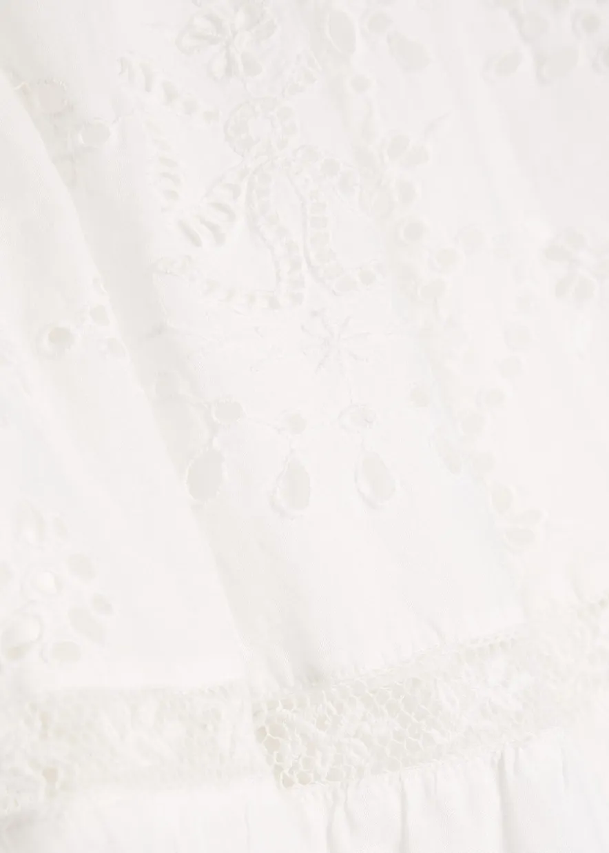 Mallow embroidered cotton midi skirt