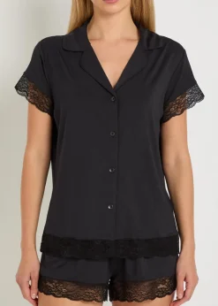 Malou lace-trim jersey pyjama set