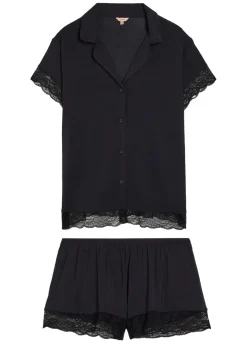 Malou lace-trim jersey pyjama set