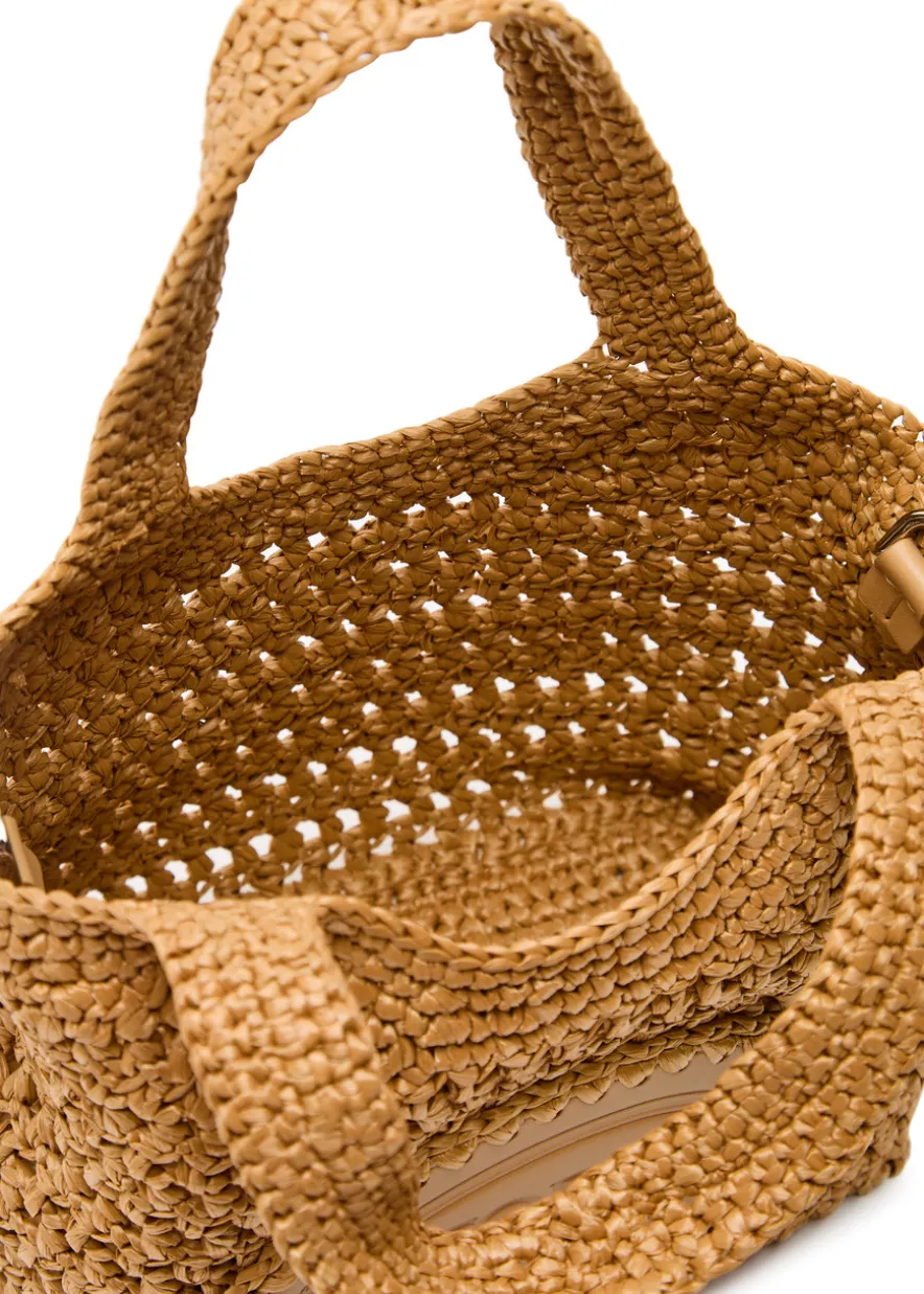 Mancini mini raffia top handle bag