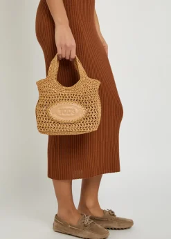 Mancini mini raffia top handle bag