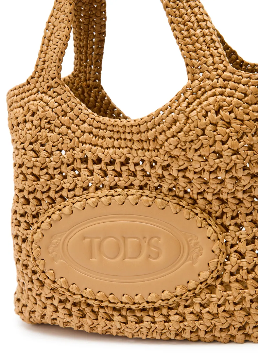 Mancini mini raffia top handle bag