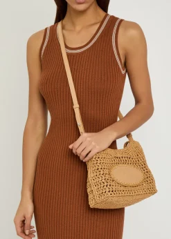 Mancini mini raffia top handle bag