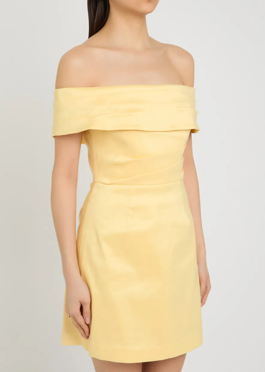 Mandy pleated slubbed-poplin mini dress