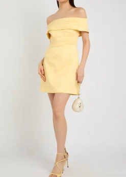 Mandy pleated slubbed-poplin mini dress