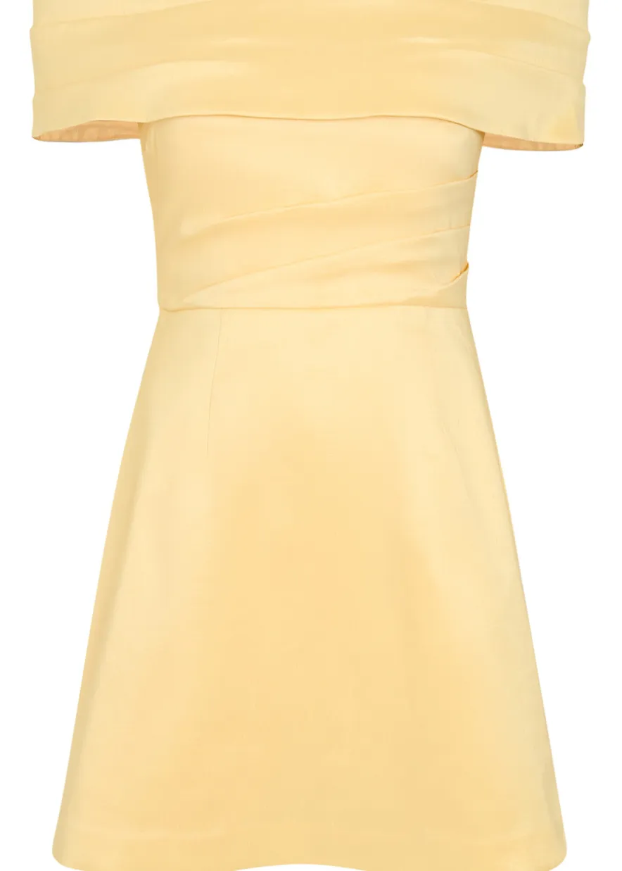 Mandy pleated slubbed-poplin mini dress