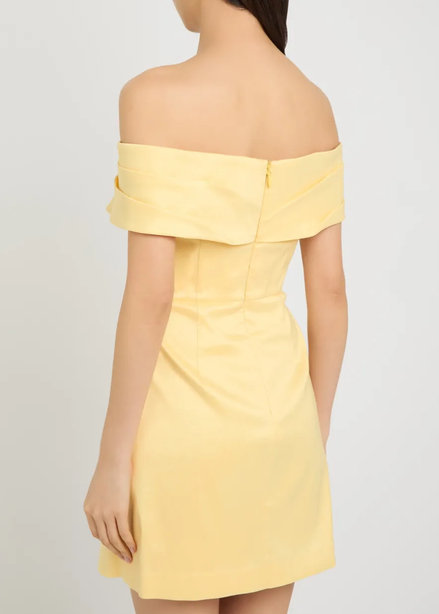 Mandy pleated slubbed-poplin mini dress