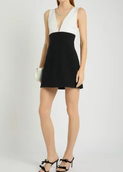 Mandy plunge V-neck crepe mini dress