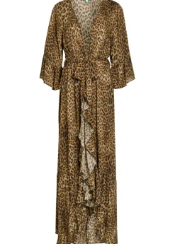 Manon leopard-print woven cover-up robe