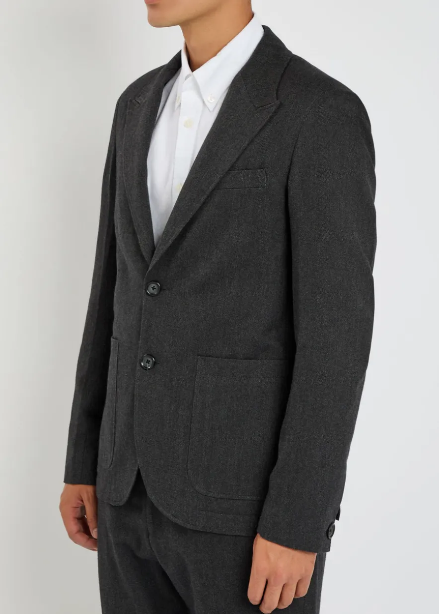 Mansfield herringbone cotton and wool-blend blazer