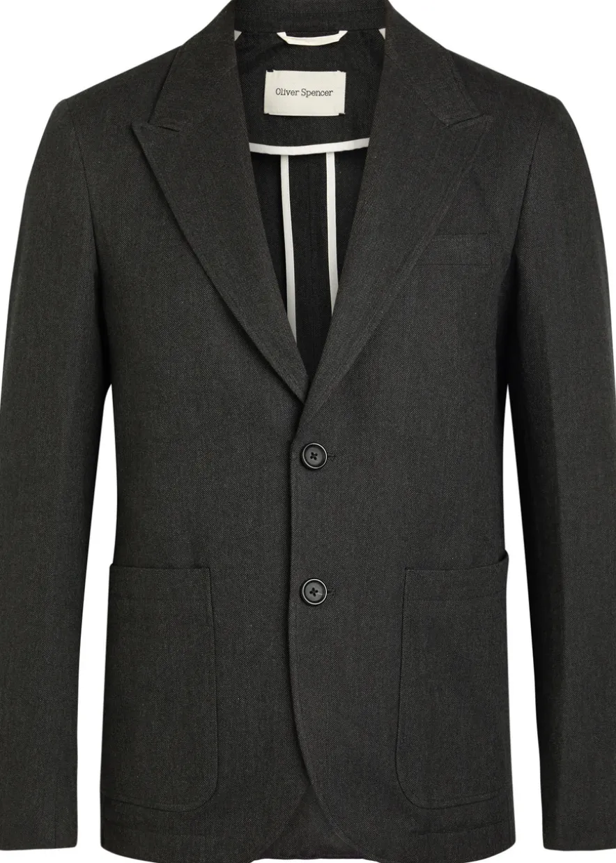 Mansfield herringbone cotton and wool-blend blazer