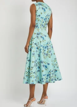 Mara floral-print faille midi dress