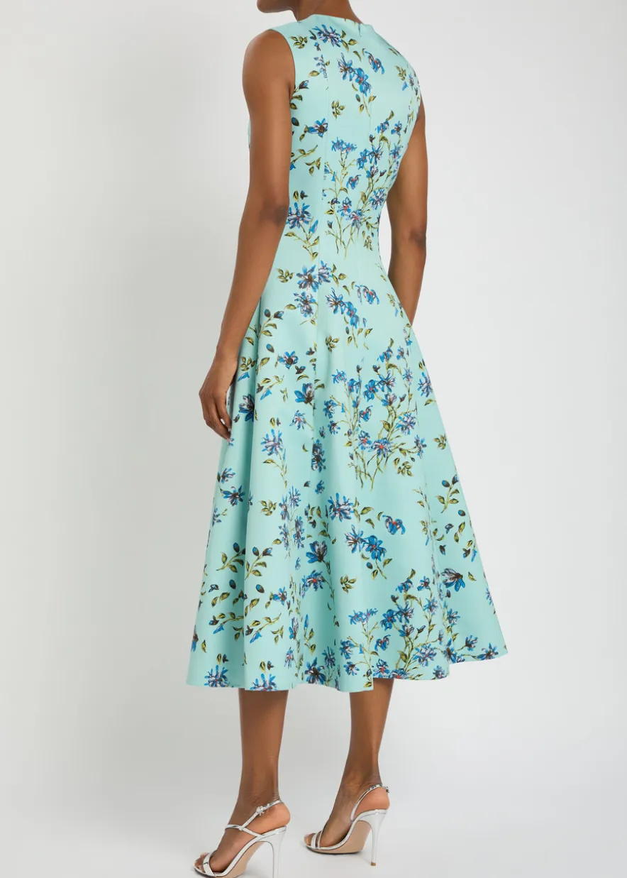 Mara floral-print faille midi dress