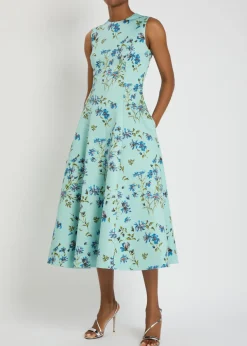 Mara floral-print faille midi dress