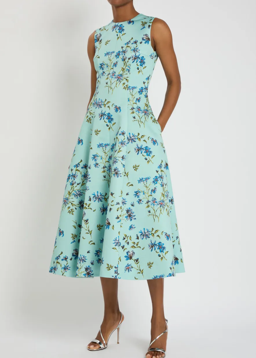 Mara floral-print faille midi dress