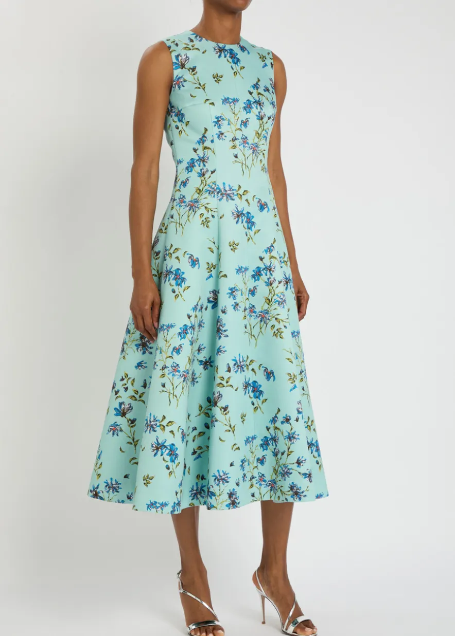 Mara floral-print faille midi dress