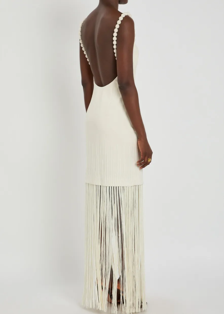 Mar Caribe fringed linen maxi dress
