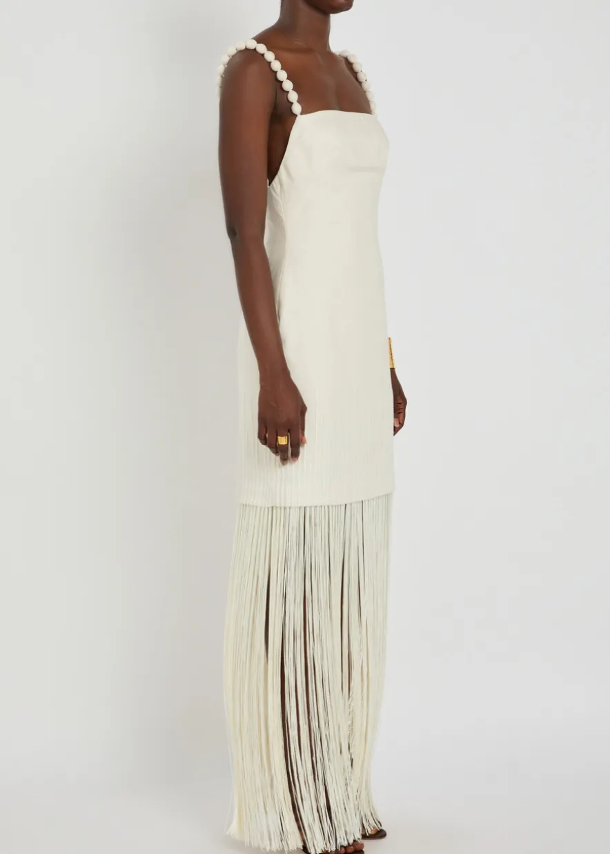 Mar Caribe fringed linen maxi dress
