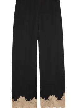 Marcela lace-trim wide-leg satin trousers