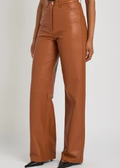 Marcella straight-leg leather trousers