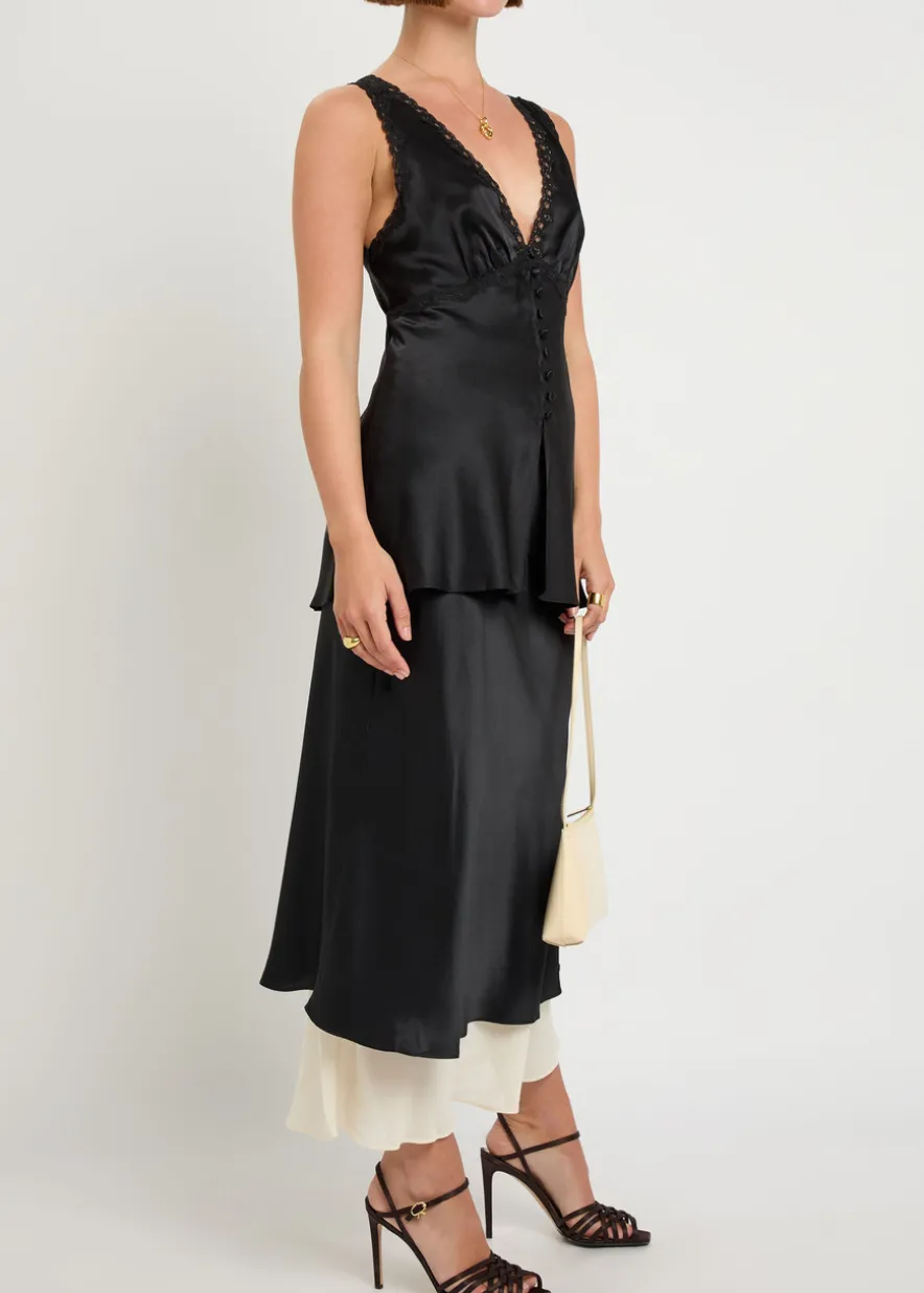 Marcia colour-blocked silk midi skirt