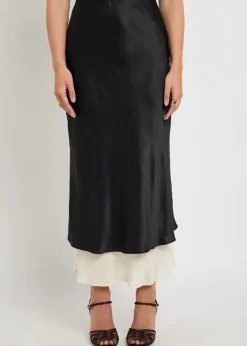 Marcia colour-blocked silk midi skirt