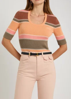 Marcie grained-leather belt