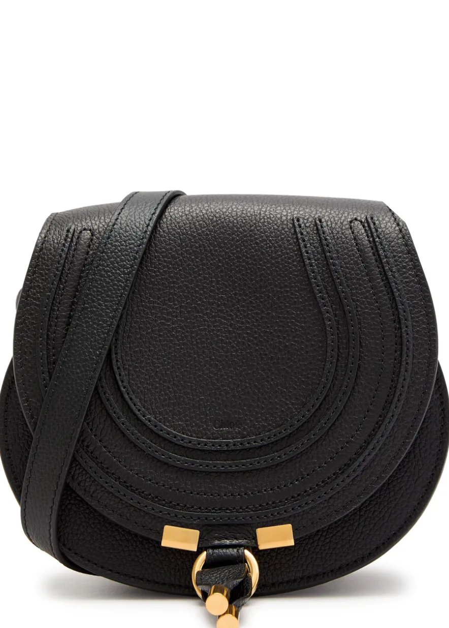 Marcie small grained leather saddle bag