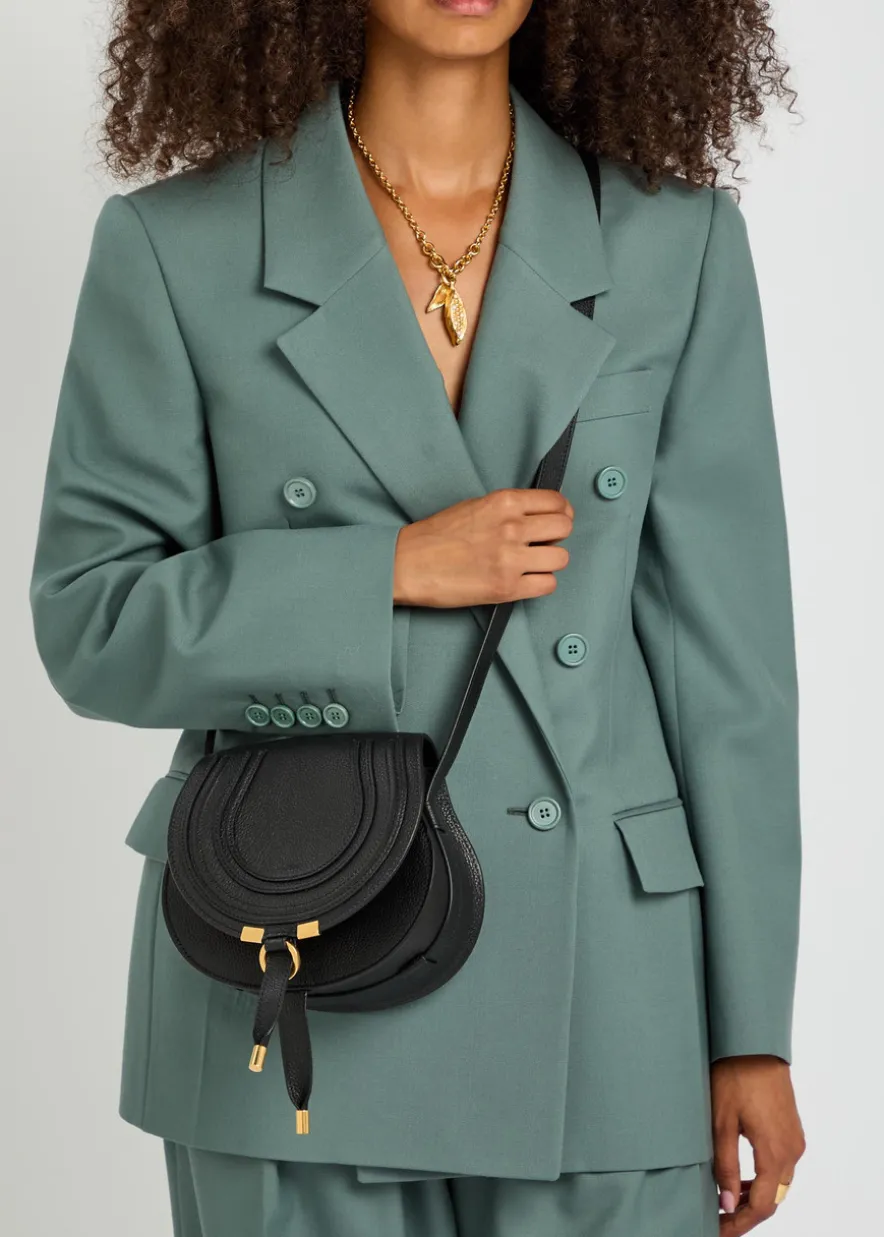 Marcie small grained leather saddle bag
