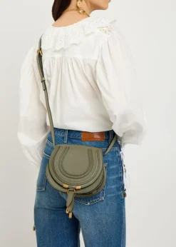 Marcie small grained leather saddle bag