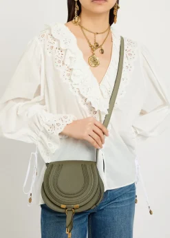 Marcie small grained leather saddle bag