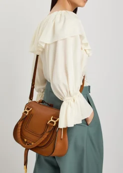 Marcie small grained leather shoulder bag