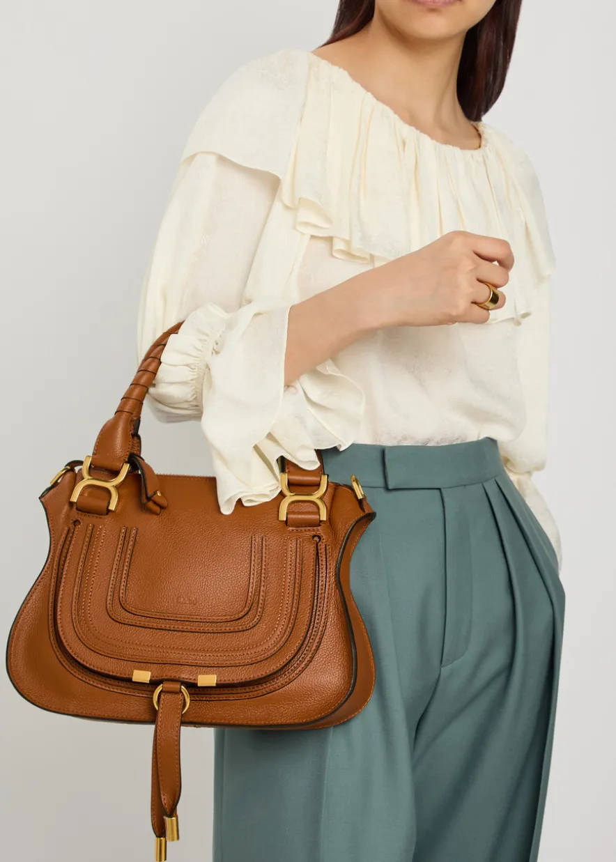 Marcie small grained leather shoulder bag