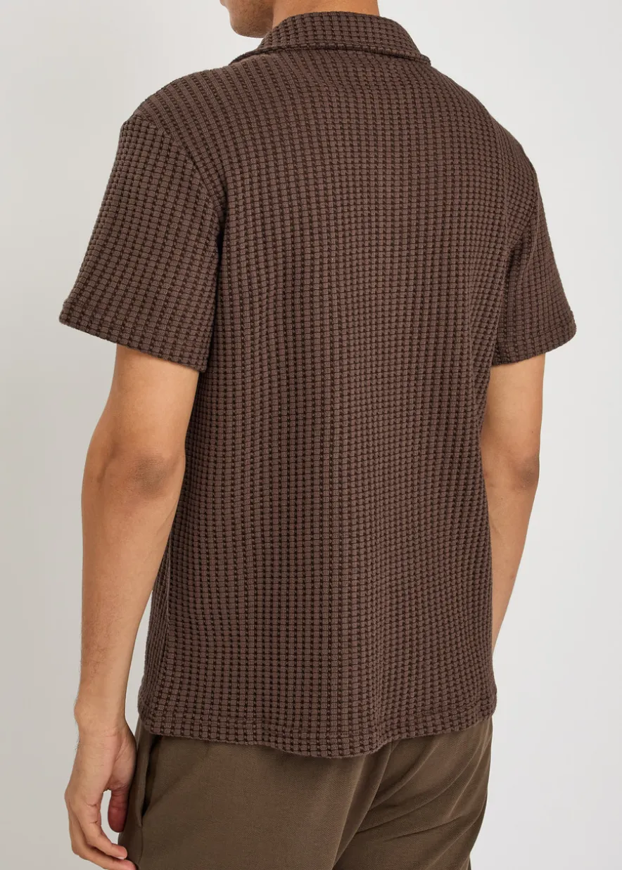 Marcos waffle-knit cotton-blend shirt