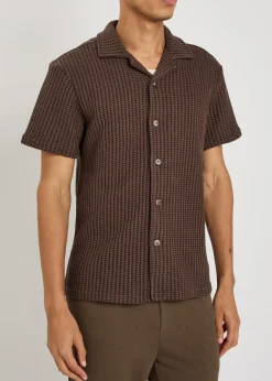 Marcos waffle-knit cotton-blend shirt