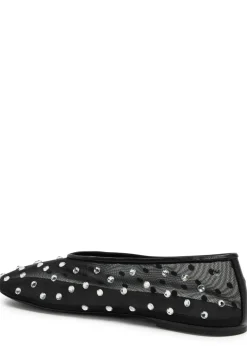 Marcy crystal-embellished mesh ballet flats